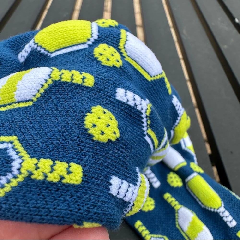 Chicken N Pickle pickleball blue green crew socks adult unisex 7W - 12.5 Men's